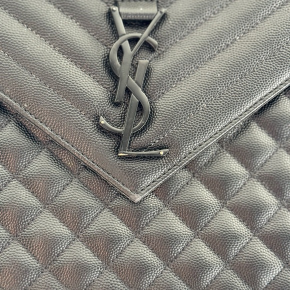 YSL Triquilt Large Envelope Bag Noir - Picture 3 of 11